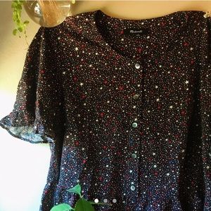 Star button up peplum top